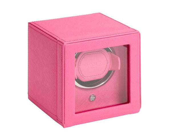 Wolf Design Cub Single Watch Winder with Cover (Tutti Frutti Pink)