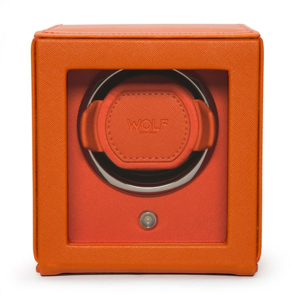 Wolf Design Cub Single Watch Winder with Cover (Orange)