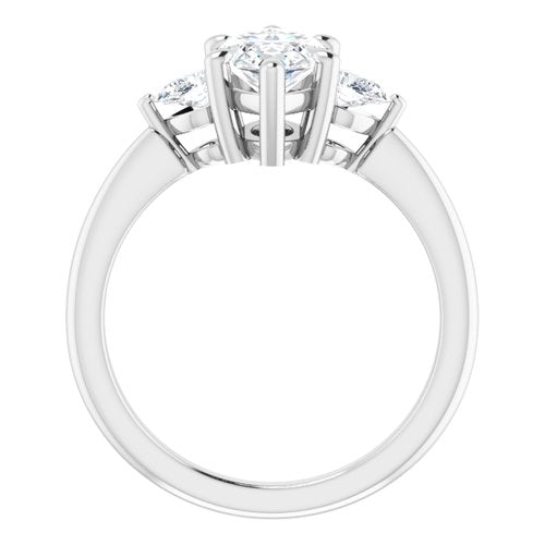 14K White Marquise Engagement Ring