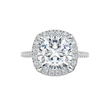 14K White Cushion Engagement Ring